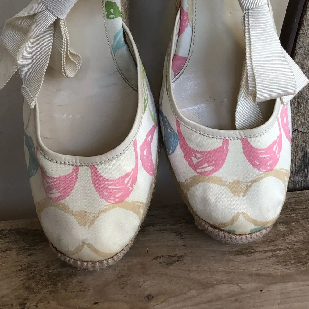 COACH🌷Espadrilles Cute Signature Ankle Tie Wedges - Picture 11 of 12